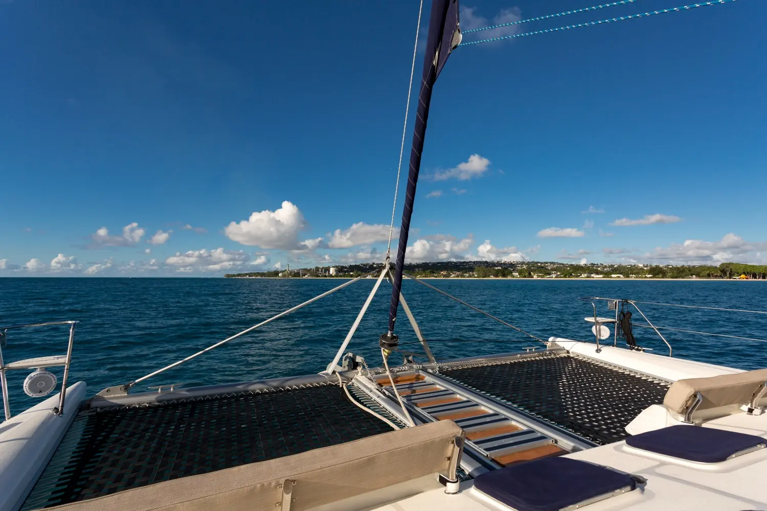 Forward deck with coastline views