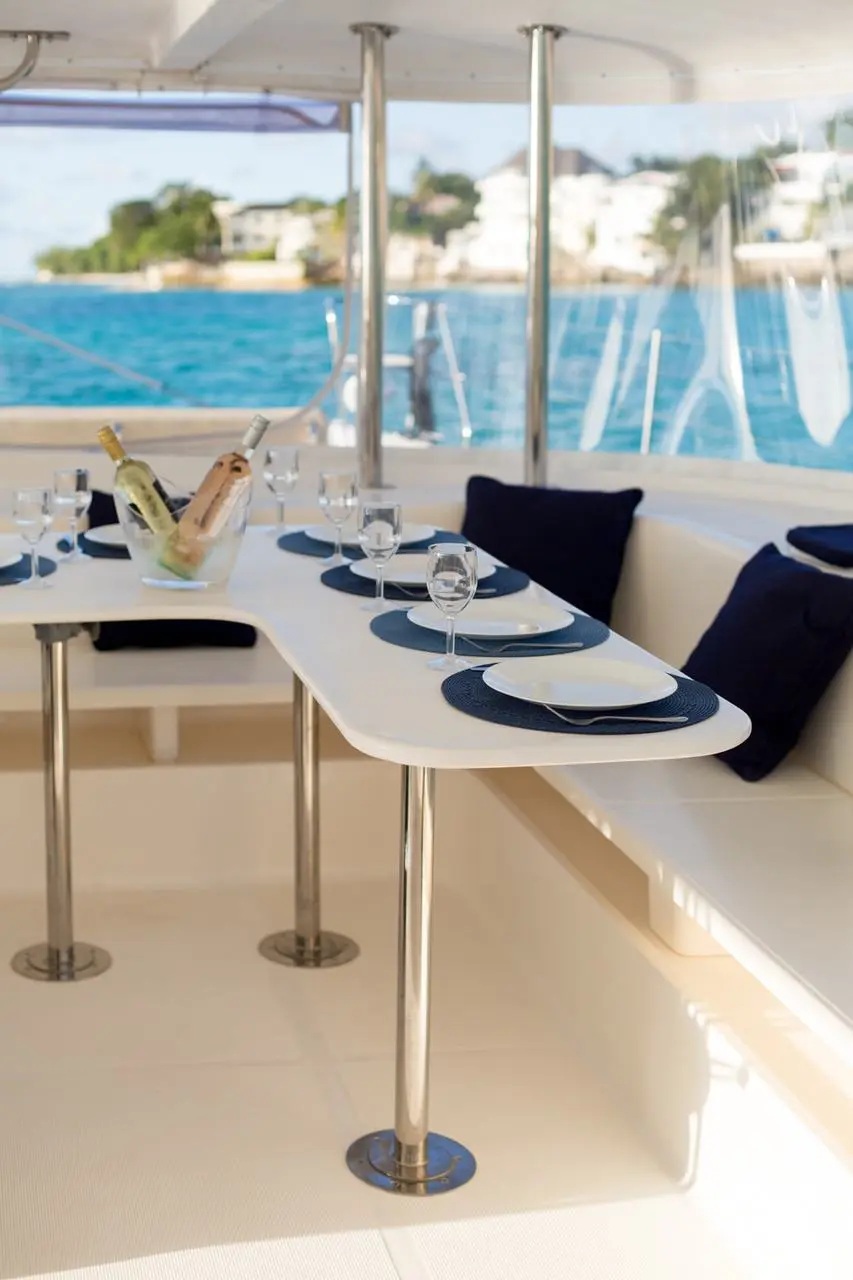 Dining area set for service